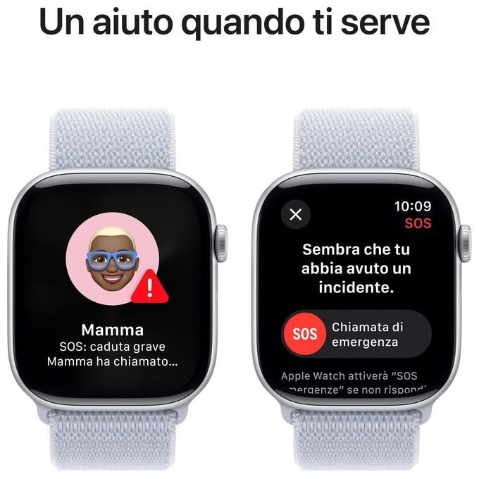 Apple MWWN3QL-A Watch Series 10 Smartwatch GPS 46mm Alluminio Sport Loop colore Argento Blu Nuvola