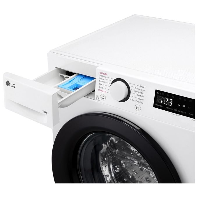 LG AI DD F4R3011NSWB Lavatrice Classe A -10% Carica Frontale Serie R3 Lavatrice 11kg 1400 giri AIWash Lavaggio a vapore Motore Direct Drive Smart Diagnosis Libera installazione Bianca