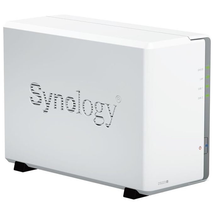 Synology DS223J DiskStation NAS Desktop 2 Vani Processore Quad-Core 1 GB DDR4 HDD SSD SATA Gigabit Ethernet colore Bianco