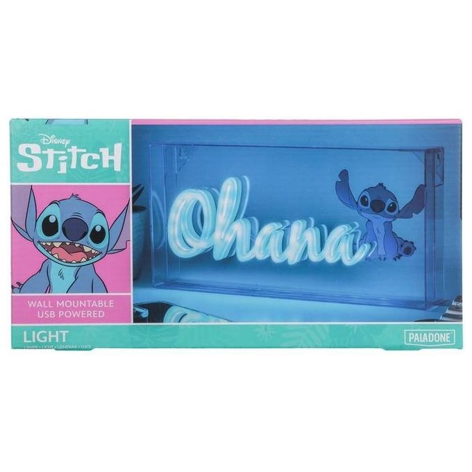 Paladone PP12800LSVN Lampada LED Neon Disney Stitch Ohana Alimentazione USB Luce Blu 30 cm colore Blu
