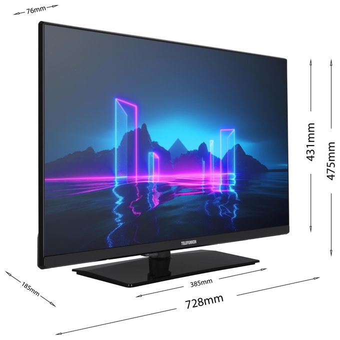 Telefunken TE32750S38YXD TV LED 32'' HD Ready HDR10 DVB-T2-S2 2 HDMI 1 USB Funzione Hotel colore Nero