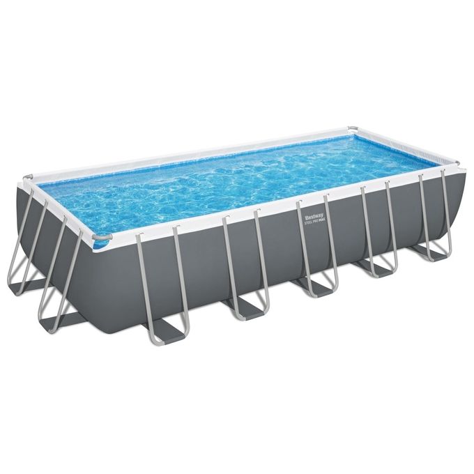 Bestway 5612B Power Steel Piscina Fuori Terra Rettangolare 640x274x132 cm 19281 L Filtro Sabbia colore Bianco