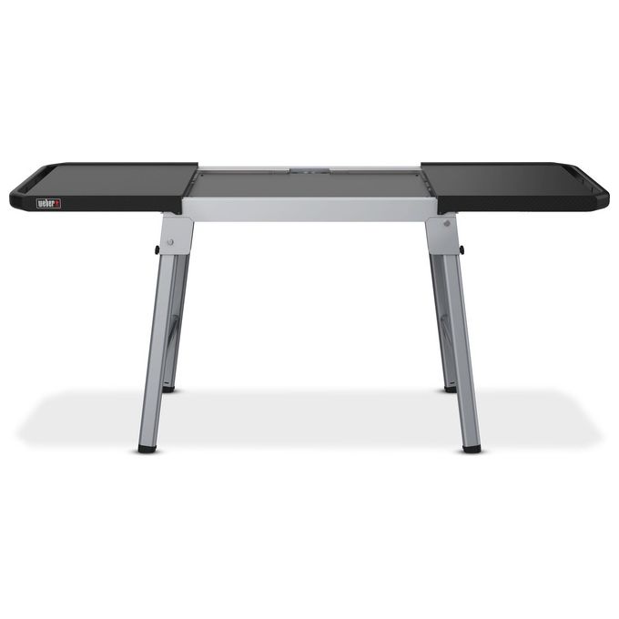 Weber 3400154 Tavolo Universale per Barbecue Pieghevole Regolabile in Altezza compatibile serie Q Slate Lumin Pulse colore Grigio Nero