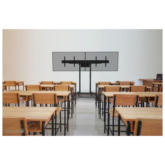 Neomounts W127366252 FL55-875BL1 Carrello TV Motorizzato per Display 55-100 Pollici VESA 100x100-800x600 Altezza Regolabile con Telecomando Ruote Bloccabili Fino a 110 Kg colore Nero