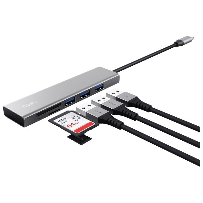 Trust Halyx Lettore di Schede Rapido Usb-C Hub e Card Reader