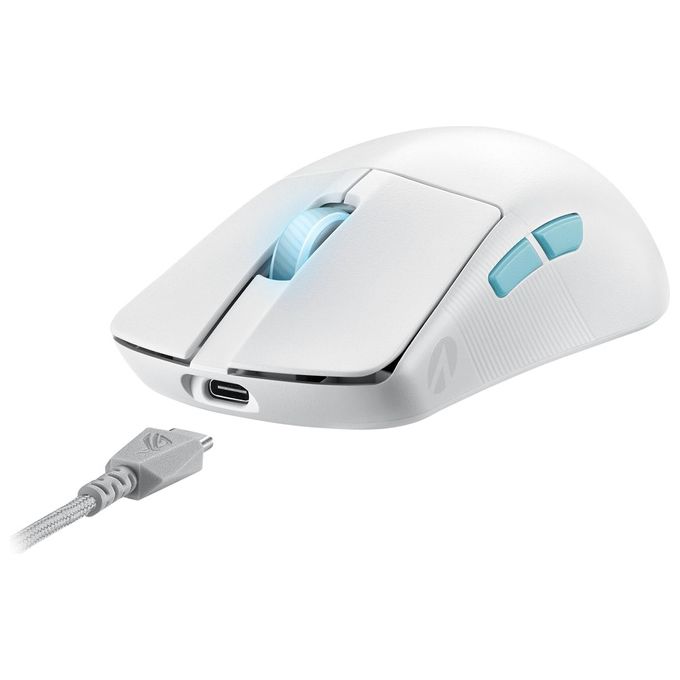 ASUS 90MP02W0-BMUA10 ROG Harpe Ace Mouse Gaming Ultraleggero 54 g Sensore 36000 DPI Connettivita' Tri-Mode 5 Pulsanti Programmabili colore Bianco