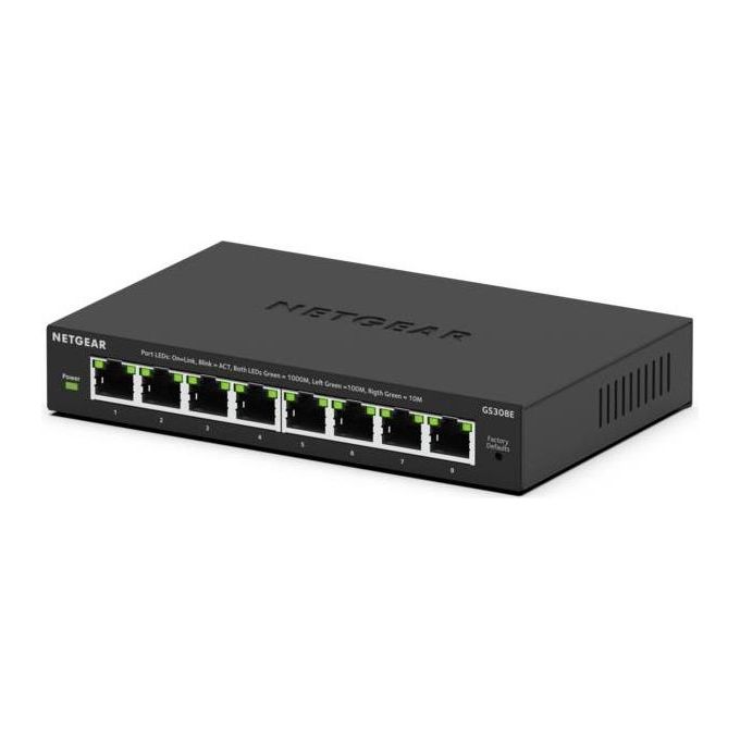 NETGEAR GS308E-400EUS GS308E Switch Gigabit Gestito L2-L3 a 8 Porte con Supporto VLAN QoS e Gestione Web colore Nero