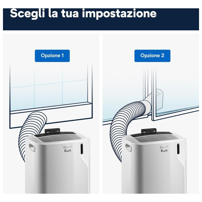 De'Longhi PAC EM82 Pinguino Condizionatore portatile 9400 BTU per ambienti fino a 80 m² Classe A Deumidificazione Timer 24H colore Bianco
