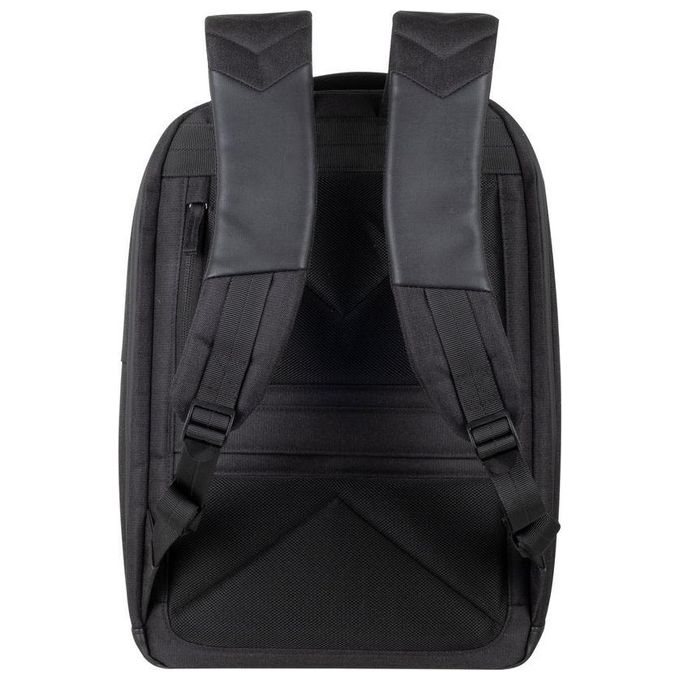 RivaCase 8126 BLACK Zaino Eco per Laptop Compatibile con 14 e Mac Air 15 Pollici in Poliestere Riciclato RPET Impermeabile con Scomparto Imbottito per Dispositivi Protezione Laterale e Inserto Antishock Colore Nero