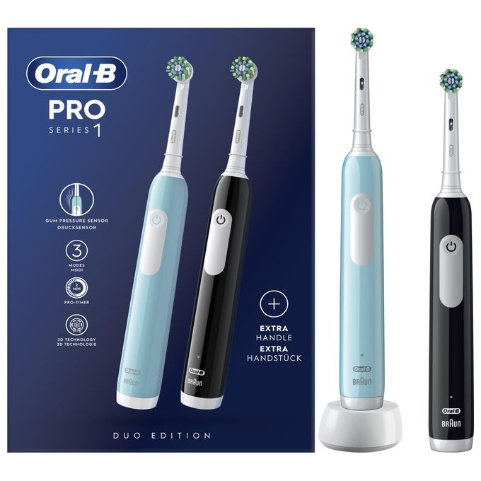Oral-B PRO1CRSDUO Pro Series 1 Spazzolino elettrico rotante-oscillante 3 modalita' autonomia 240 h colore Nero Turchese