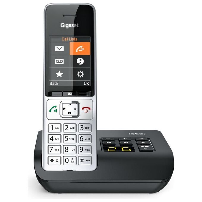 Gigaset S30852-H3023-B101 COMFORT 500A Telefono Analogico-DECT con Vivavoce Schermo TFT 2,2 Pollici Rubrica 200 Voci colore Nero-Argento