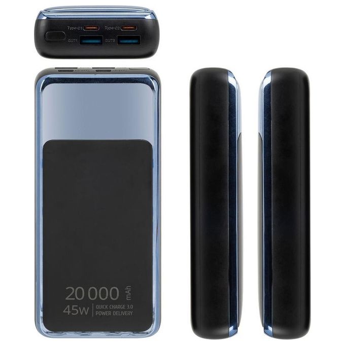 Rivacase VA1075 Power Bank 20000 mAh 45W USB-C QC PD per Smartphone Laptop colore Nero Blu