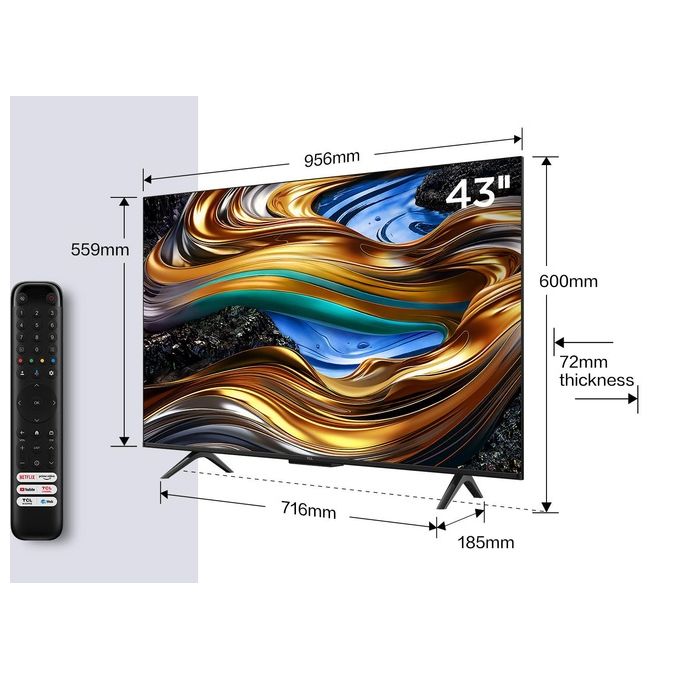 TCL 43P79B Serie P7 Smart TV LED 43'' 4K Ultra HD Google TV Dolby Atmos colore Titanio