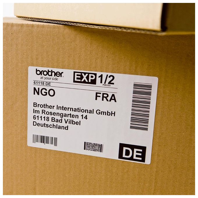 Brother 300 Etichette In Carta Nero Su Bianco 62 Mm X 100 Mm