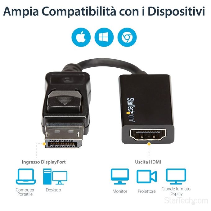 Startech - Audio Video 4k Displayport to hdmi Convert uhd dp to hdmi Adattatore - 4k 60hz