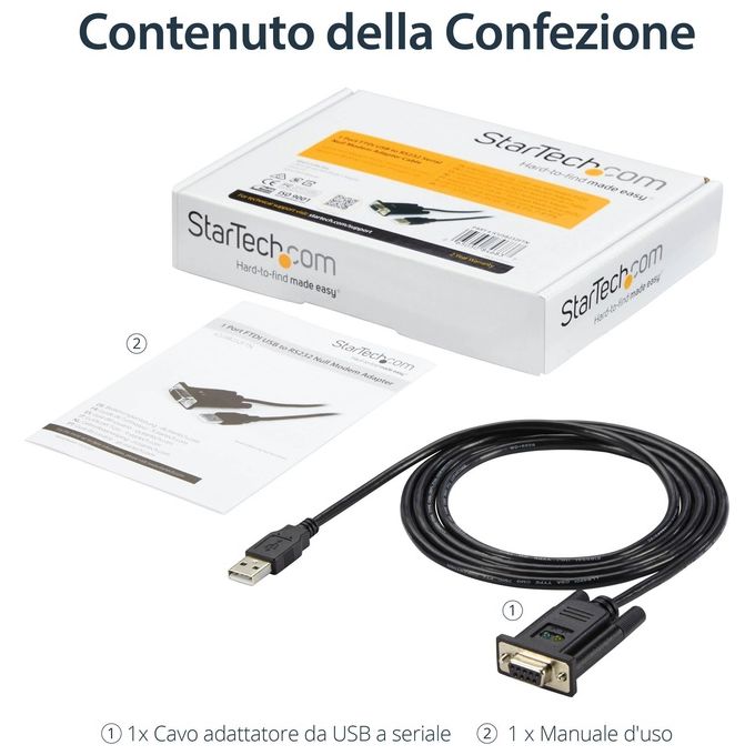 StarTech Cavo adattatore seriale DCE 1 porta USB a RS232 DB9 null modem con FTDI