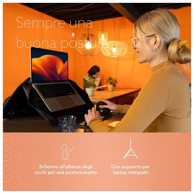 R-Go Tools RGOAVLAPBL Borsa per laptop R-Go Viva in pelle pieno fiore con supporto integrato ergonomico per laptop fino a 15.6'' colore Nero