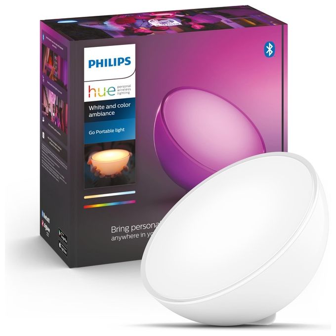 Philips Lampada Portatile Hue Go White e Color Ambiance Smart, Controllo Wireless e Personalizzazione Luminosita'