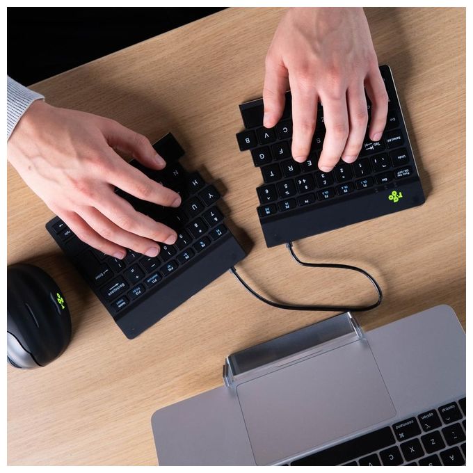 R Go Tools RGOSBITWLBL R-Go Split Break Tastiera ergonomica split Bluetooth 5.0 QWERTY Italiano con software pause LED e design ripiegabile colore Nero