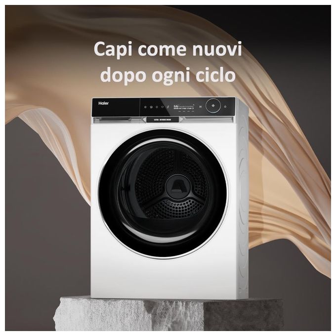 Haier HD90-A3Q397U1 X Serie 11 Asciugatrice Pompa di Calore 9 Kg Classe C Wi-Fi Inverter I-Refresh Pro (84x59x70 cm) colore Bianco