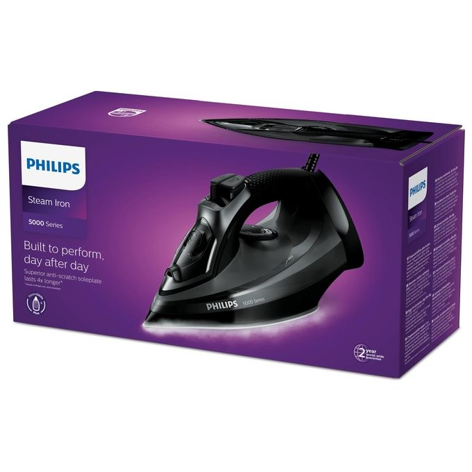 Philips DST5040-80 Serie 5000 Ferro da stiro a vapore 2600 W 45 g-min Piastra SteamGlide Plus colore Nero
