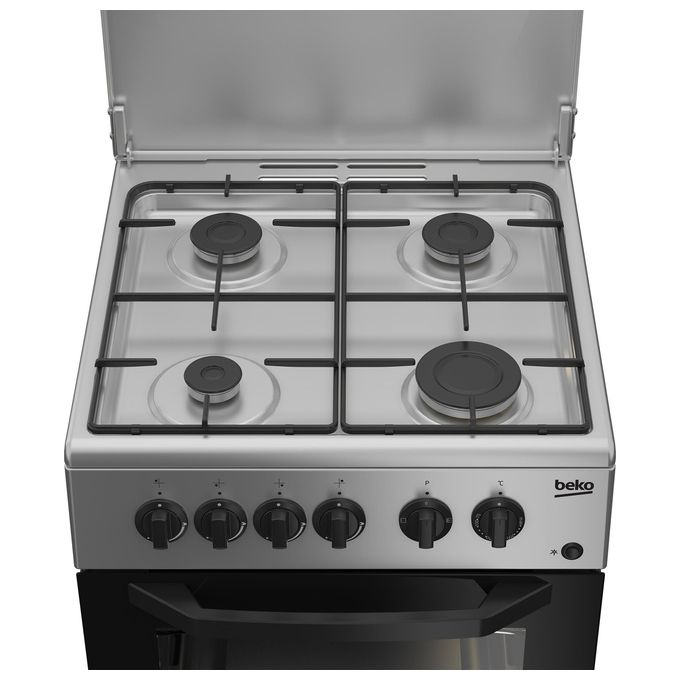 BEKO CSS42014FS Cucina a Gas Forno Elettrico con Grill 4 Fuochi Capacita' 54 Litri Classe energetica a 50 cm Silver