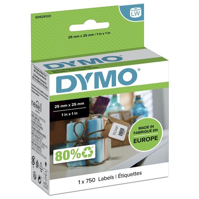 Dymo Cf750 etichette Labelwriter Quadrate Multiuso 25x25mm