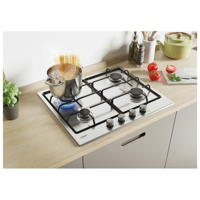 Candy CEL6PBRX Serie Timeless Piano Cottura a Gas 4 Zone 60 cm Inox
