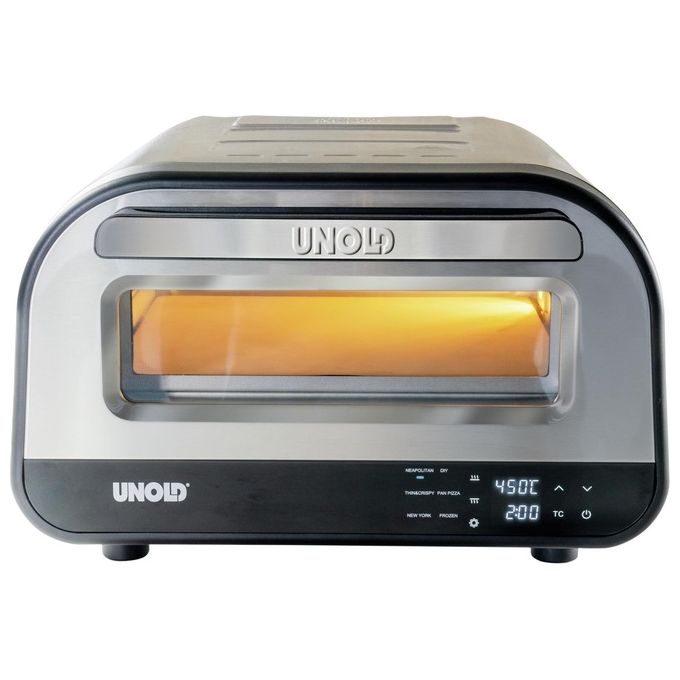 Unold 68816 Luigi Forno per Pizza elettrico 1700W pietra refrattaria cordierite 450°C controllo digitale colore Argento