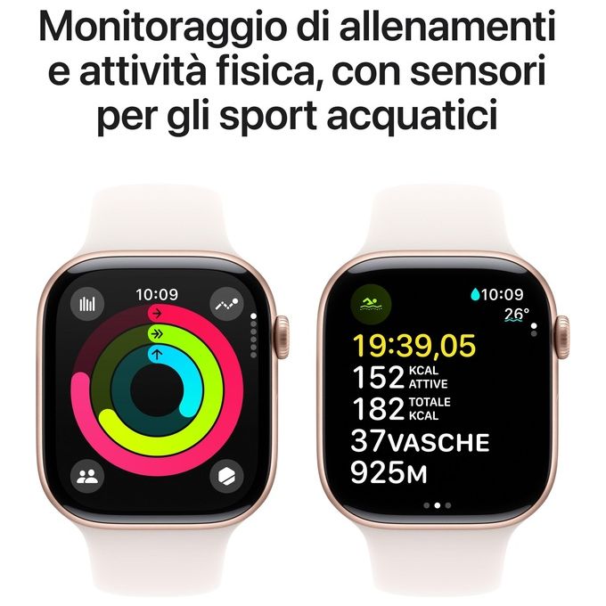 Apple MWWU3QL-A Apple Watch Series 10 GPS 46 mm Smartwatch con Cassa in Alluminio e Cinturino Sport Loop colore Rosa fard