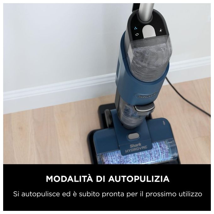 Shark WD100EU HydroVac Aspirapolvere e Lavapavimenti con Filo Spazzola Antimicrobica 170W 7,62m 82dB colore Blu Navy