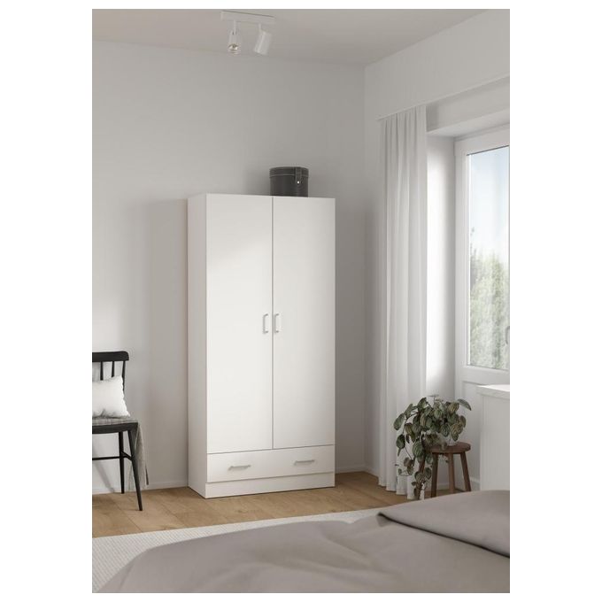 Tvilum 704034949 Space Armadio 2 Ante Battenti 1 Cassetto 3 Ripiani Stile Scandinavo colore Bianco