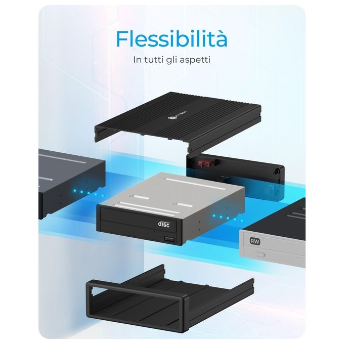 ICY BOX 60955 IB-525-U3 Contenitore Esterno per Unita' Ottiche 5,25'' SATA III USB 3.2 Gen 1 Tipo-A e Tipo-C colore Nero