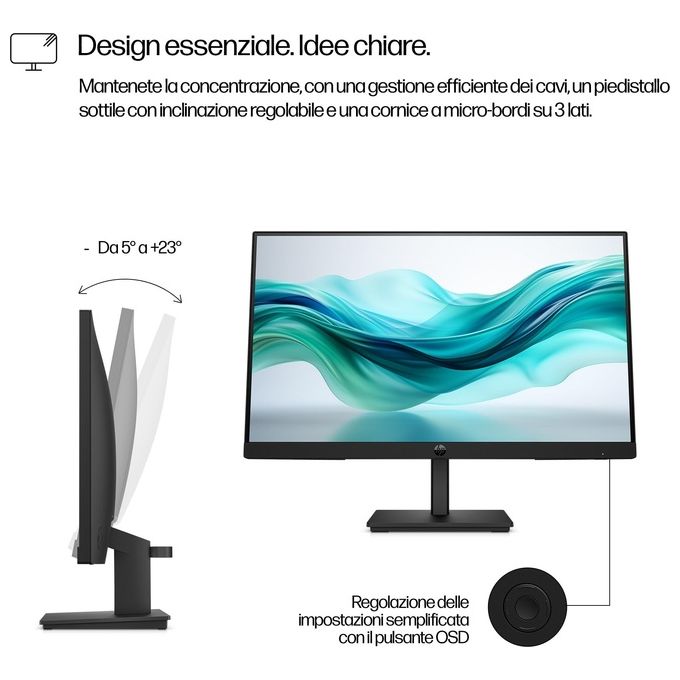 HP 322PF Serie 3 Pro Monitor PC 21,5'' Full HD IPS 1920x1080 100 Hz 5 ms HDMI DisplayPort VGA colore Nero