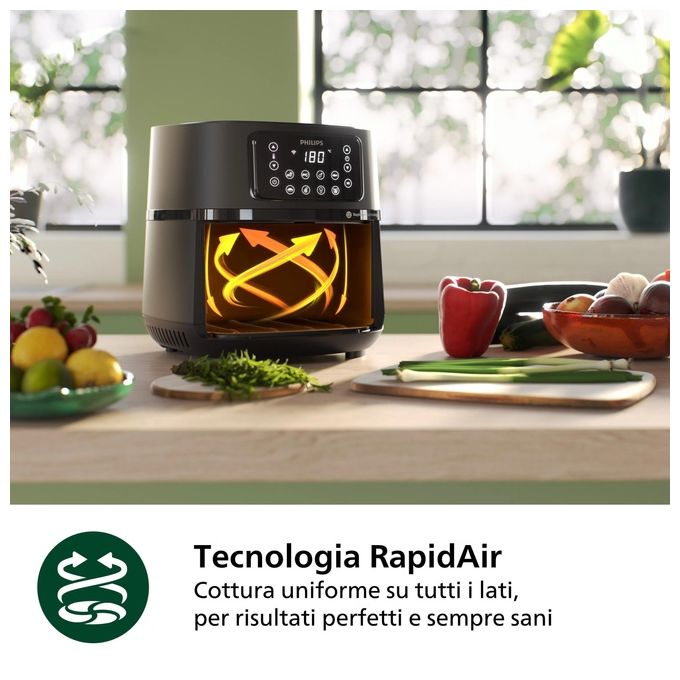 Philips HD9285-93 Friggitrice ad aria XXL Serie 5000 7,2 L 2000 W 16 programmi Wi-Fi colore Nero