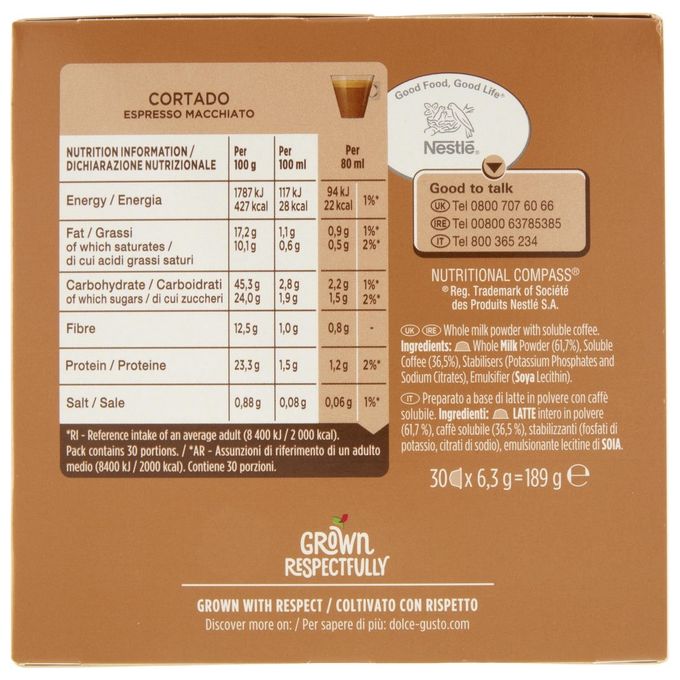 Nescafe dolce gusto cortado espresso macchiato capsule caffe intensita 8 30 pezzi