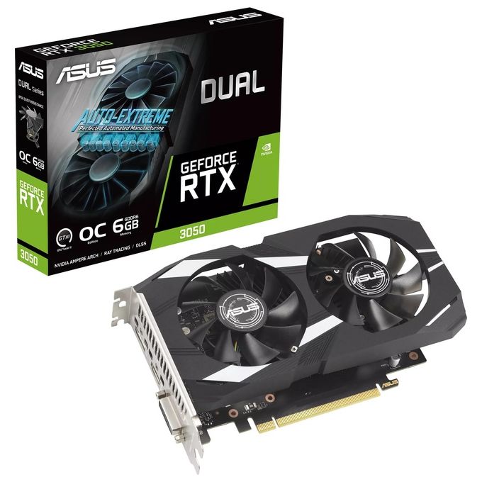Asus DUAL-RTX3050-O6G Dual GeForce RTX 3050 OC Edition Scheda Video 6 GB GDDR6 2304 CUDA Ampere IP5X colore Nero