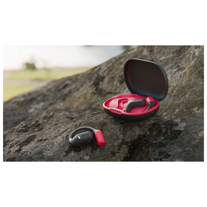 Philips TAA6709BK-00 Serie 6000 Auricolari Sport True Wireless Bluetooth 5.3 IP55 28h custodia ricarica colore Nero Rosso