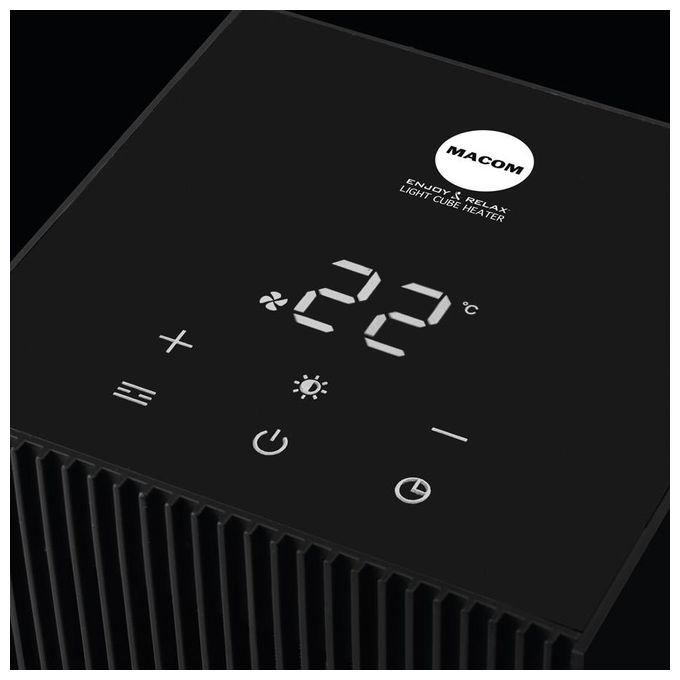Macom 931 Enjoy and Relax Stufetta Elettrica Ceramica 2000 W con Timer e Display LED colore Nero
