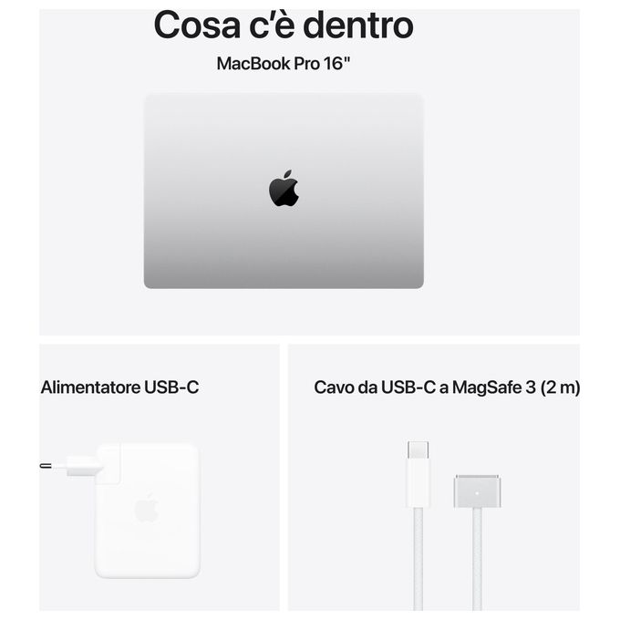 Apple MX2U3T-A MacBook Pro 16'' Computer portatile Chip M4 Pro CPU 14 core GPU 20 core 48 GB 512 GB SSD colore Argento