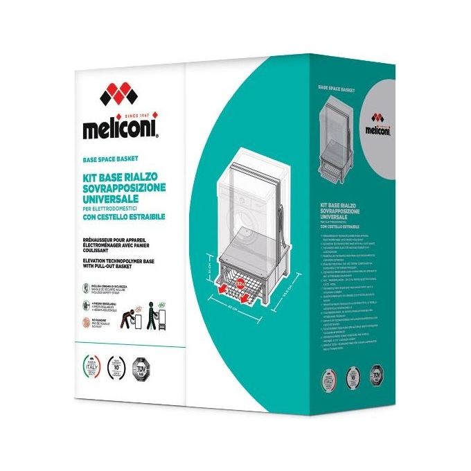 Meliconi 656143 Base Space Basket Rialzo Lavatrice Asciugatrice 30 cm Cestello 32 lt 250 Kg Universale colore Bianco