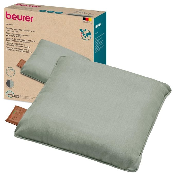 Beurer MG 139 Cuscino massaggiante Shiatsu a batteria 4 testine funzione calore 2 livelli autonomia 2h rivestimento lavabile colore Menta