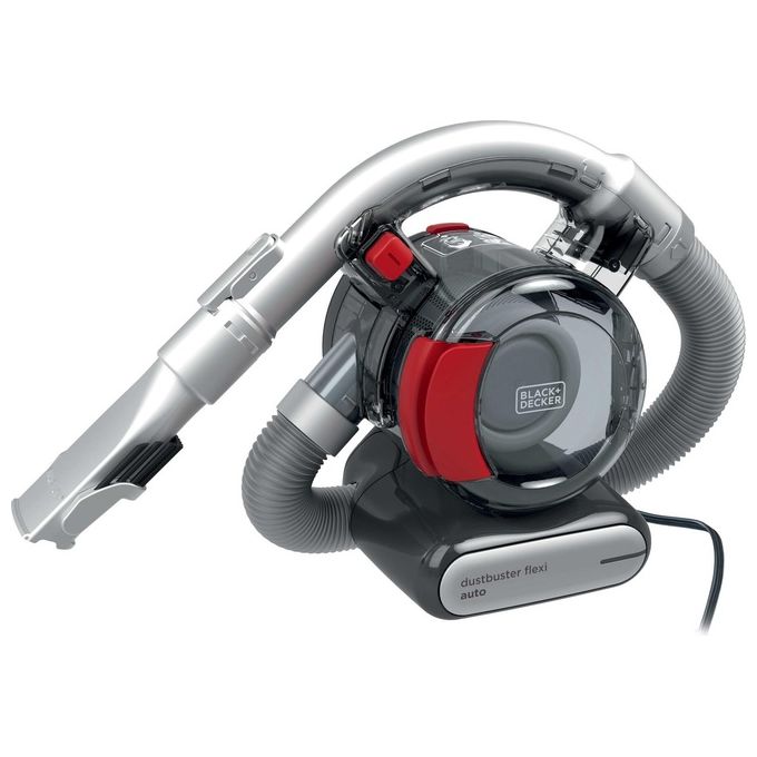 Black+Decker PD1200AV-XJ Dustbuster Flexi Aspirapolvere per Auto  0,56 L 12 V Tecnologia Ciclonica Grigio-Rosso
