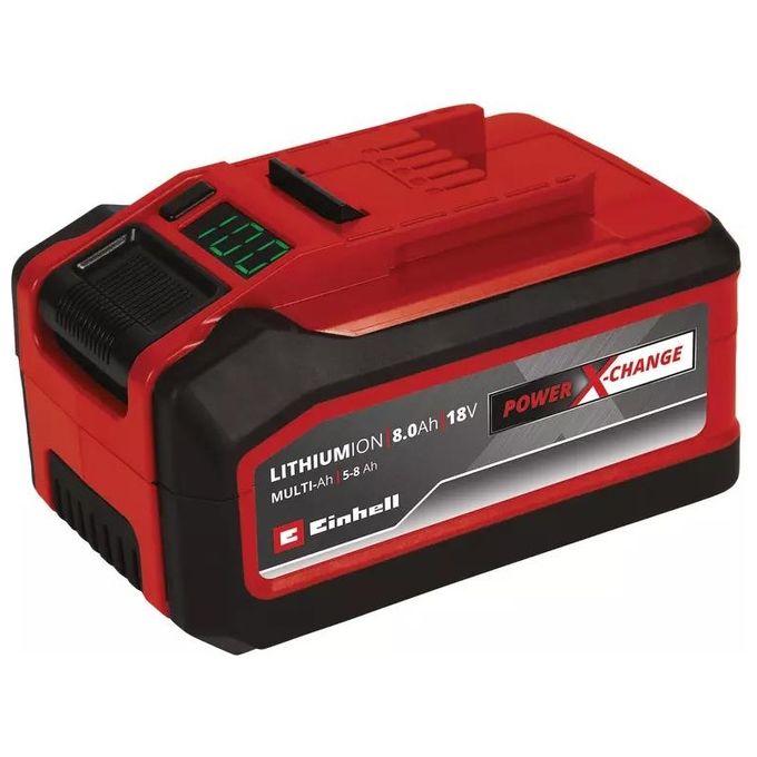 Einhell 4511600 PXC Plus Batteria 18V 8Ah Multi-Ah Li-Ion Power X-Change Display digitale colore Nero Rosso