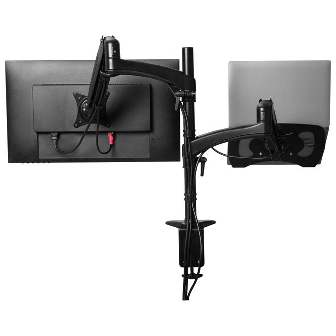 Trust 25337 Mara Braccio per Monitor e Laptop Supporto Ergonomico Doppio per Schermi fino a 32'' e Laptop fino a 17'' Vesa 75 100 Regolabile in Altezza con Molla a Gas colore Nero
