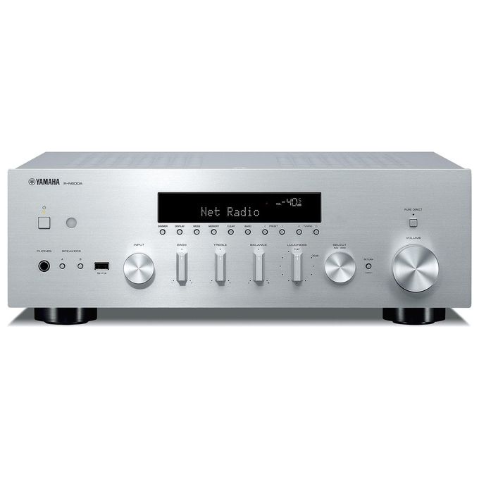 Yamaha R-N600A Sintoamplificatore di Rete MusicCast 80W DAC SABRE DAB+ Wi-Fi Bluetooth AirPlay2 Ingresso Phono colore Argento