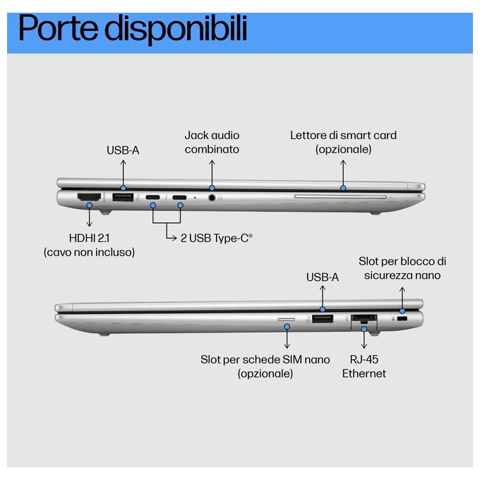 HP 9Y7B9ET ProBook 440 G11 Notebook 14'' Intel Core Ultra 5 125U 8 GB DDR5 256 GB SSD NVMe Wi-Fi 6E Windows 11 Pro colore Argento