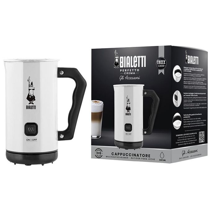 Bialetti Milk Frother Elettrico Montalatte per Cappuccino Bianco