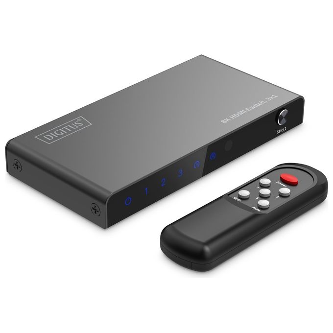 Digitus DS-55333 Switch HDMI 3x1 8K-60Hz 48 Gbps HDR HDCP 2.3 colore Nero