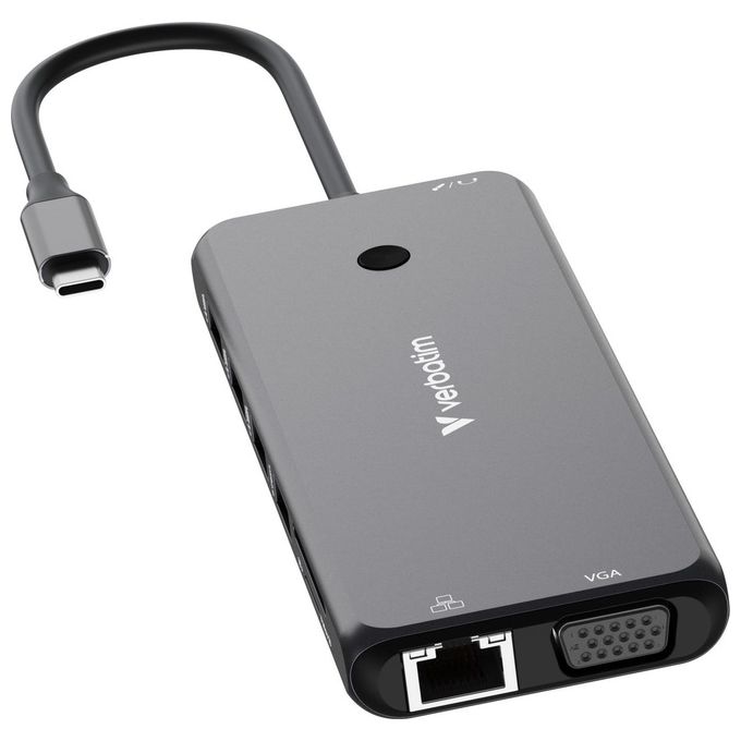 Verbatim CMH-14 Hub USB-C Multiporta Pro 14 Porte 2x HDMI 4K VGA Gigabit Ethernet SD PD 85W colore Argento